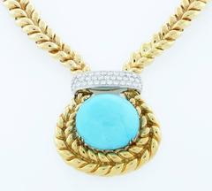 Valentine Magro Exciting Turquoise Diamond Gold Necklace