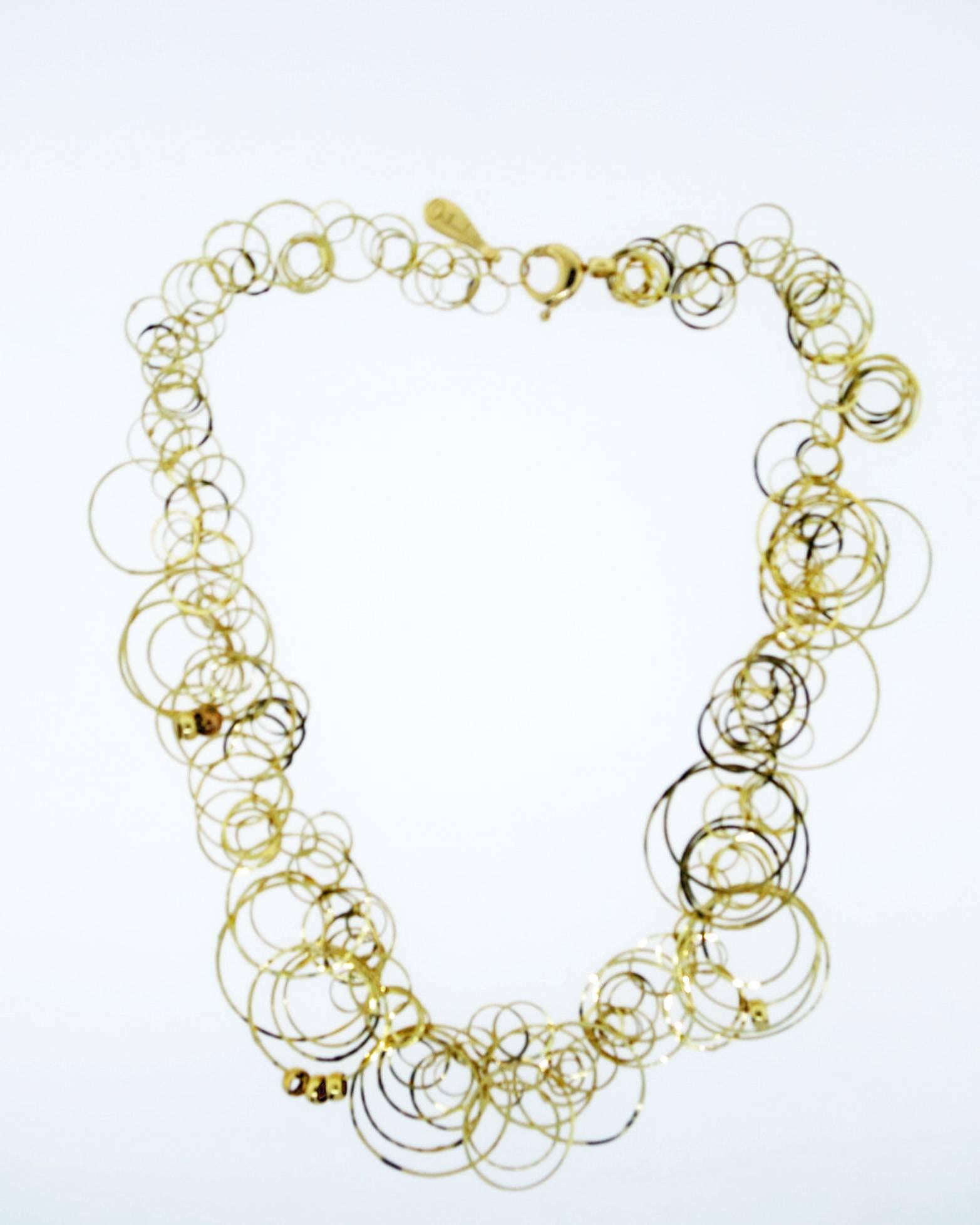 Orlandini Gold Multiple Ring Necklace In New Condition For Sale In Lambertville, NJ