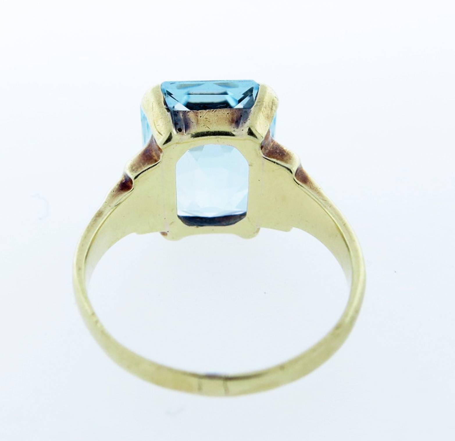  Allsopp & Long Scintillating Art Deco Enamel Aquamarine Gold Ring  In Good Condition In Lambertville, NJ