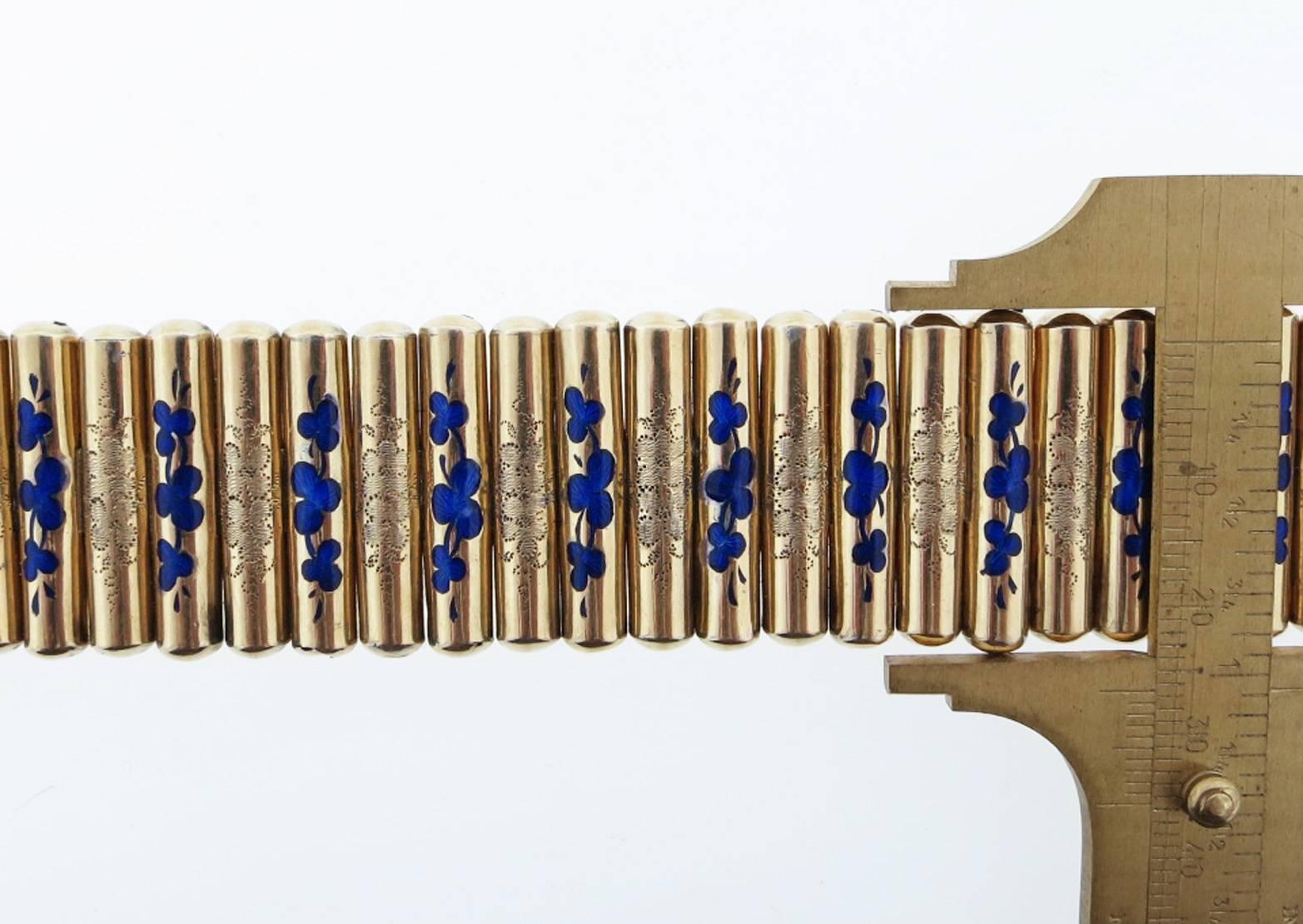  Enchanting Antique Victorian Enamel Gold Bracelet In Good Condition In Lambertville, NJ