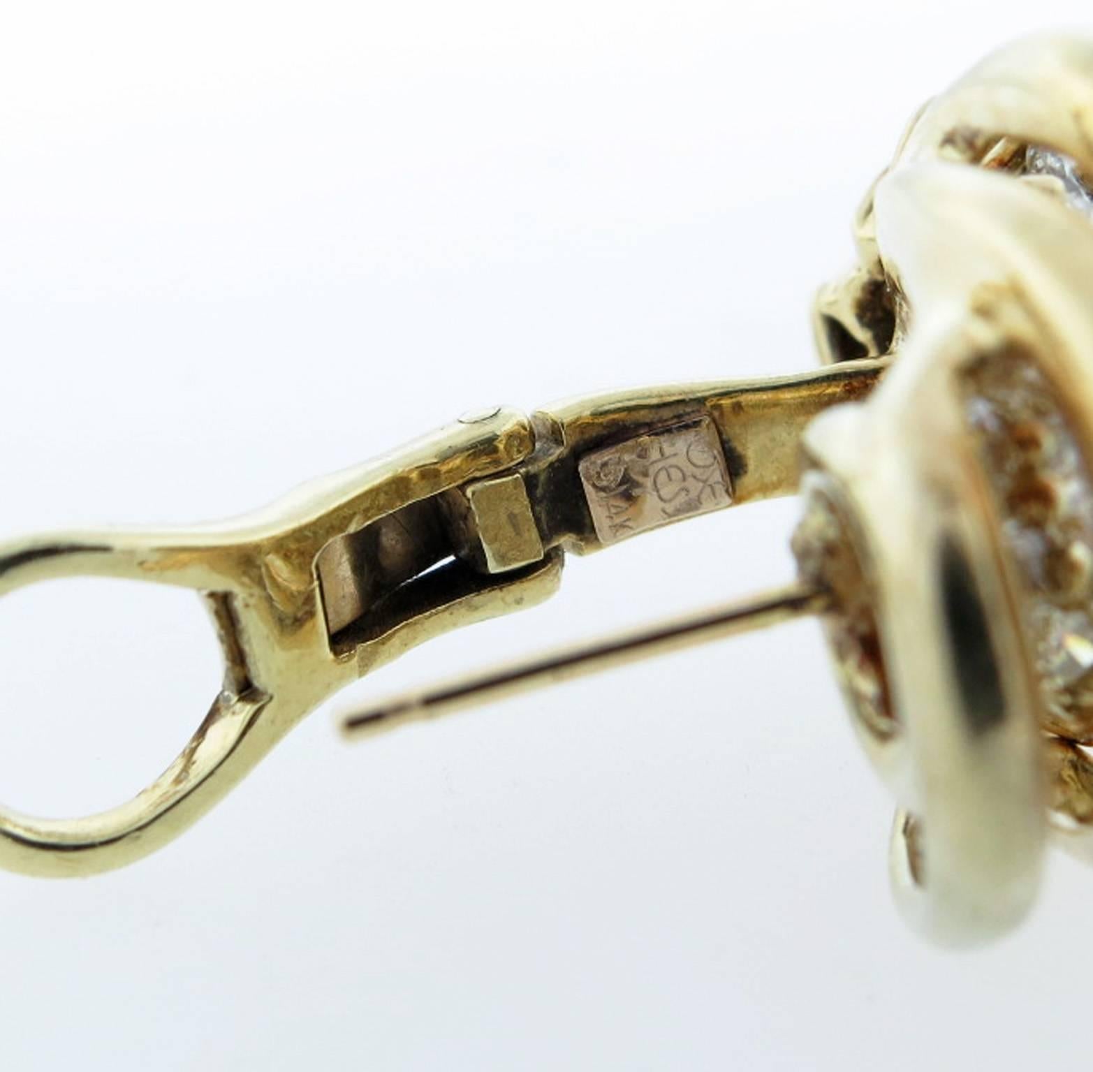 Women's  Jose Hess Artistic Diamond Gold Cornucopia Earrings For Sale