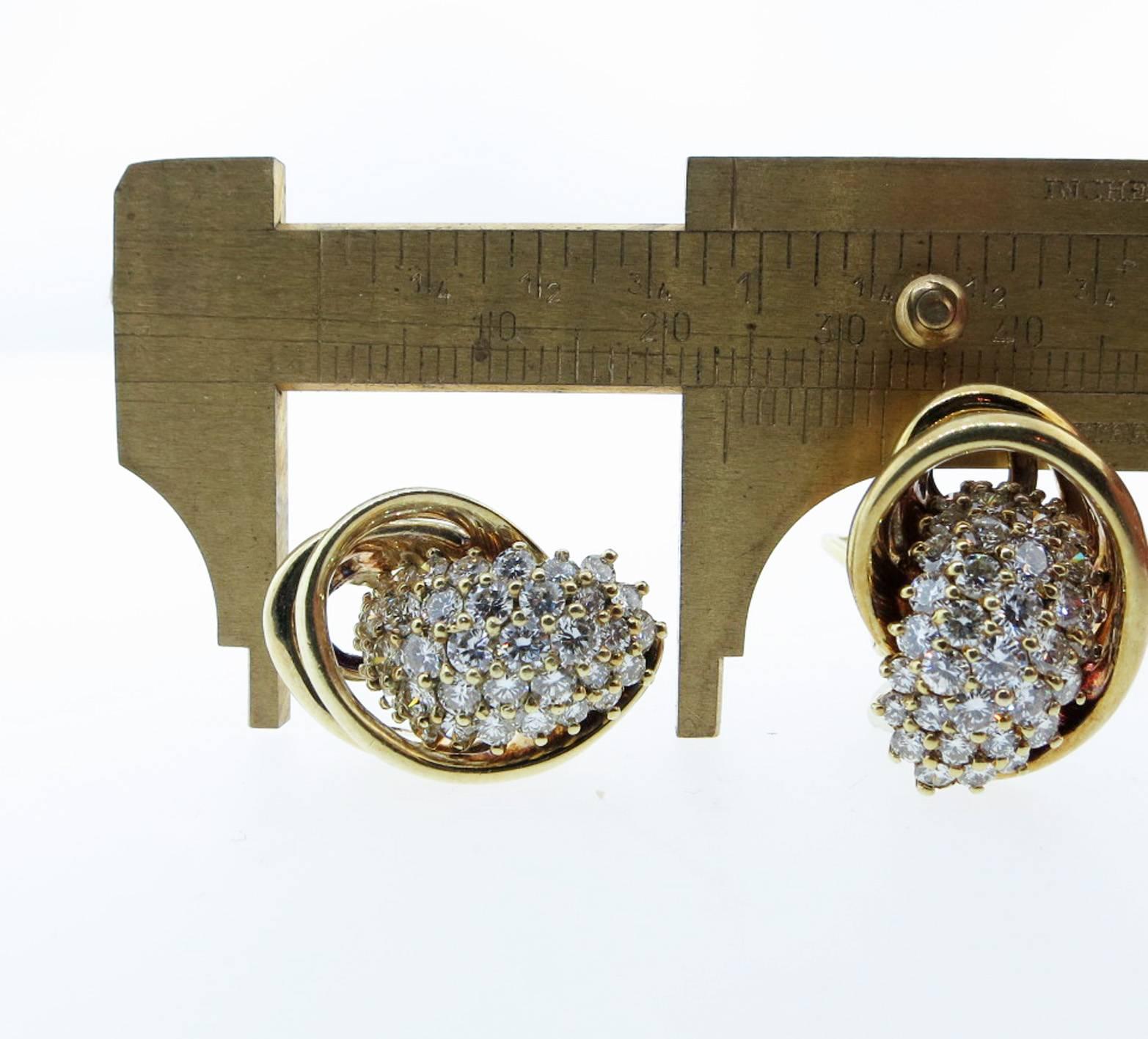  Jose Hess Artistic Diamond Gold Cornucopia Earrings For Sale 1