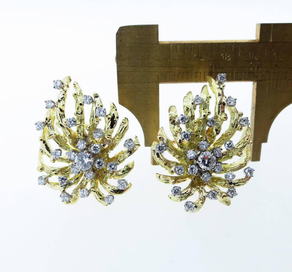 Branch Design   Diamond Earrings In Excellent Condition In Lambertville, NJ
