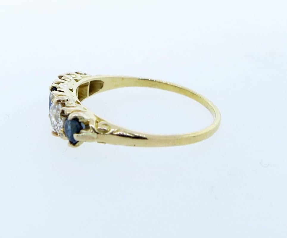 Antique Sapphire Diamond Gold Ring In Good Condition In Lambertville, NJ