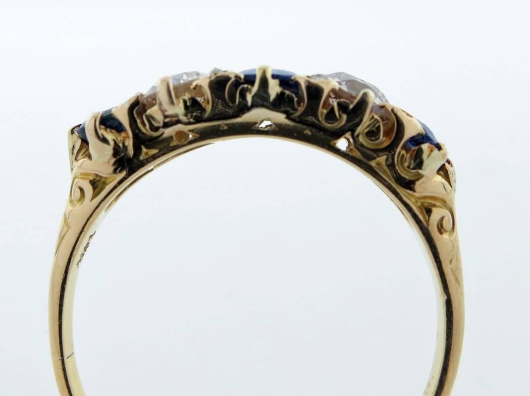 Women's Antique Sapphire Diamond Gold Ring