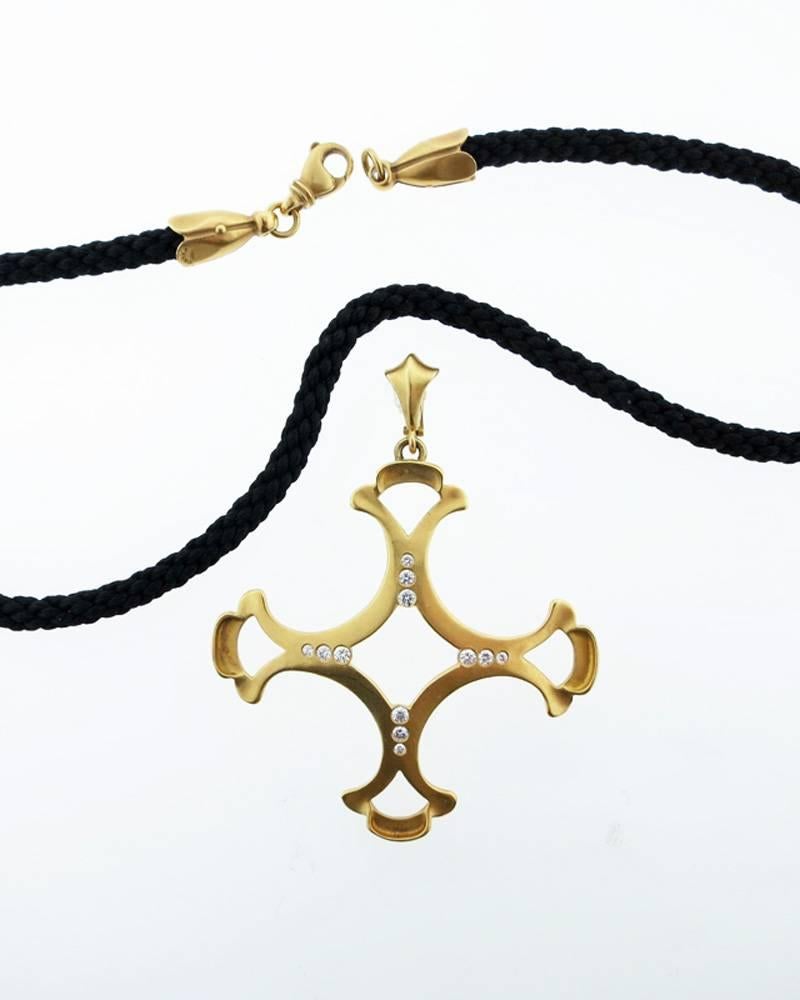 Elizabeth Rand Diamond Maltese Cross on Silk Cord In New Condition For Sale In Lambertville, NJ