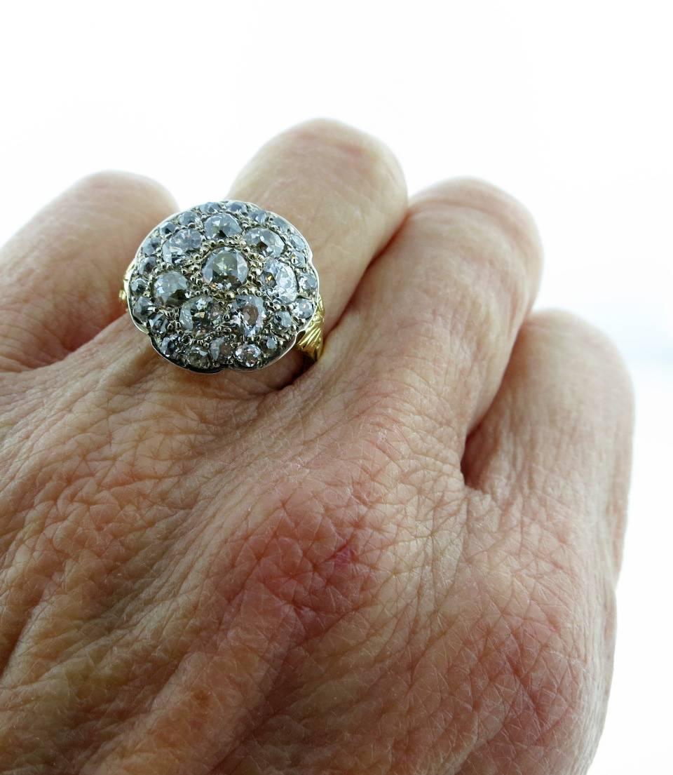 Women's Glorious Antique Art Nouveau Mine Cut Diamond Cluster Ring