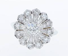 1930s Diamond Platinum Cluster Ring