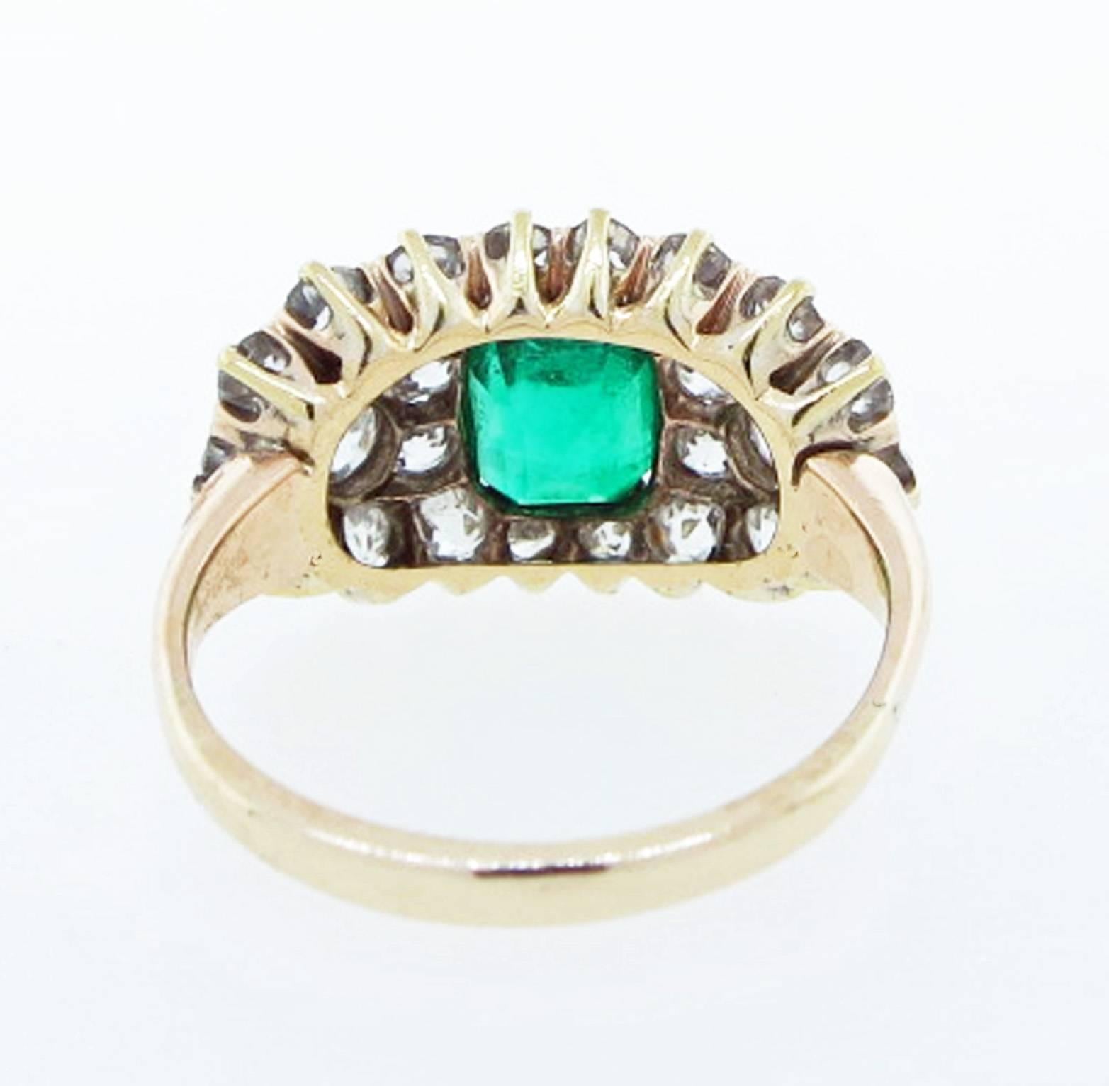 Antique Emerald and Diamond Ring In Good Condition In Lambertville, NJ