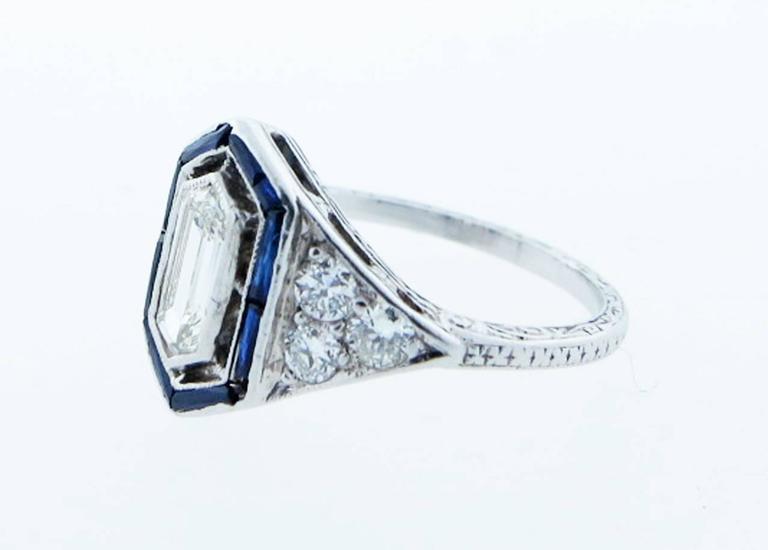 Extraordinary Art Deco Hexagonal Diamond and Sapphire Ring at 1stDibs ...