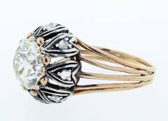 Unique Antique Old Mine Cut Diamond Ring
