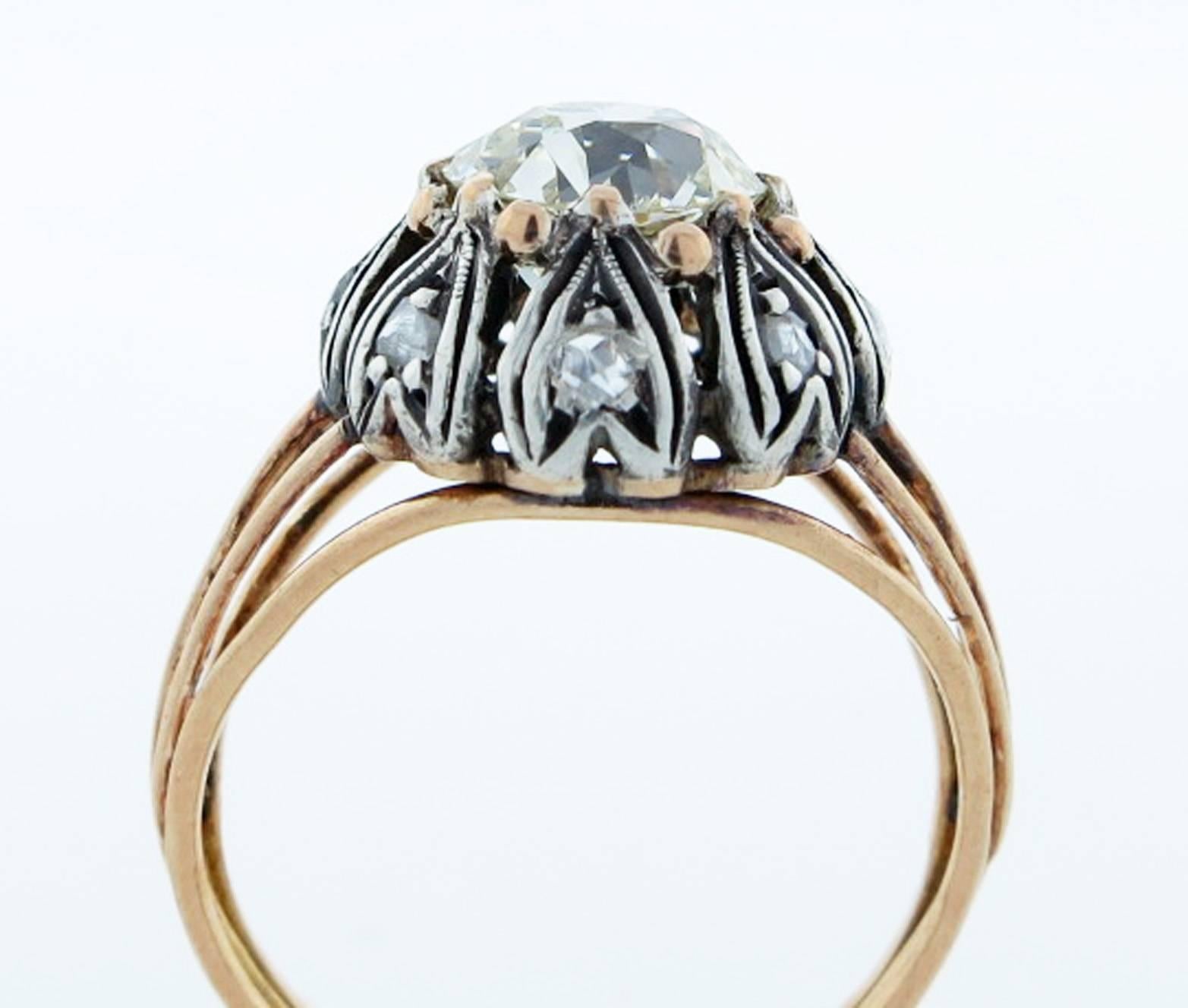 Women's Unique Antique Old Mine Cut Diamond Ring