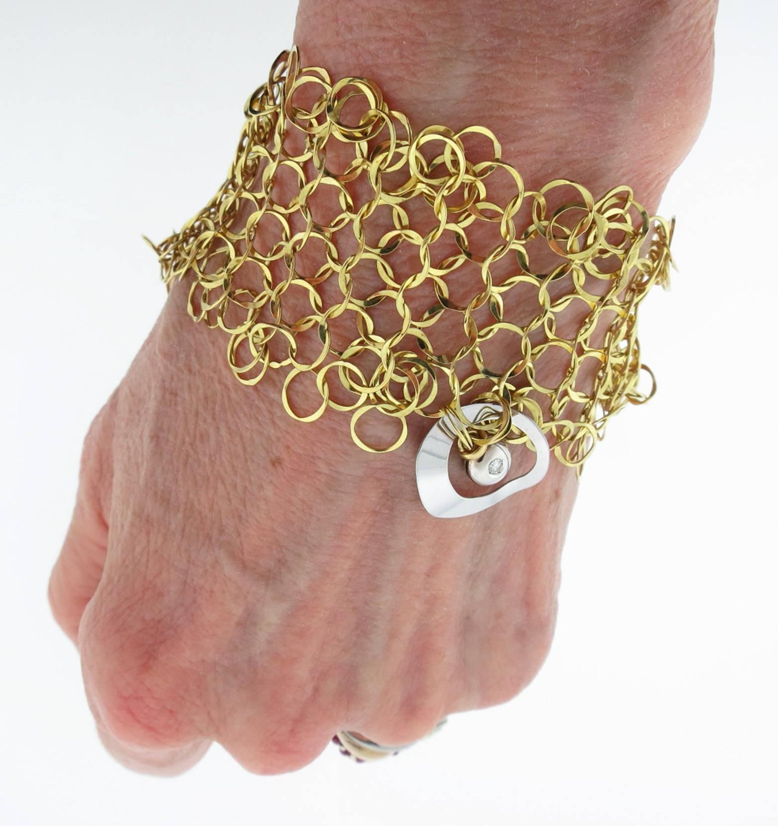 Distinctive Orlando Orlandini Yellow Gold Fluid Link Bracelet In Excellent Condition For Sale In Lambertville, NJ