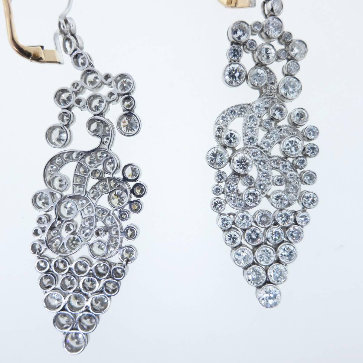 Glamorous Diamond Platinum Drop Earrings 1