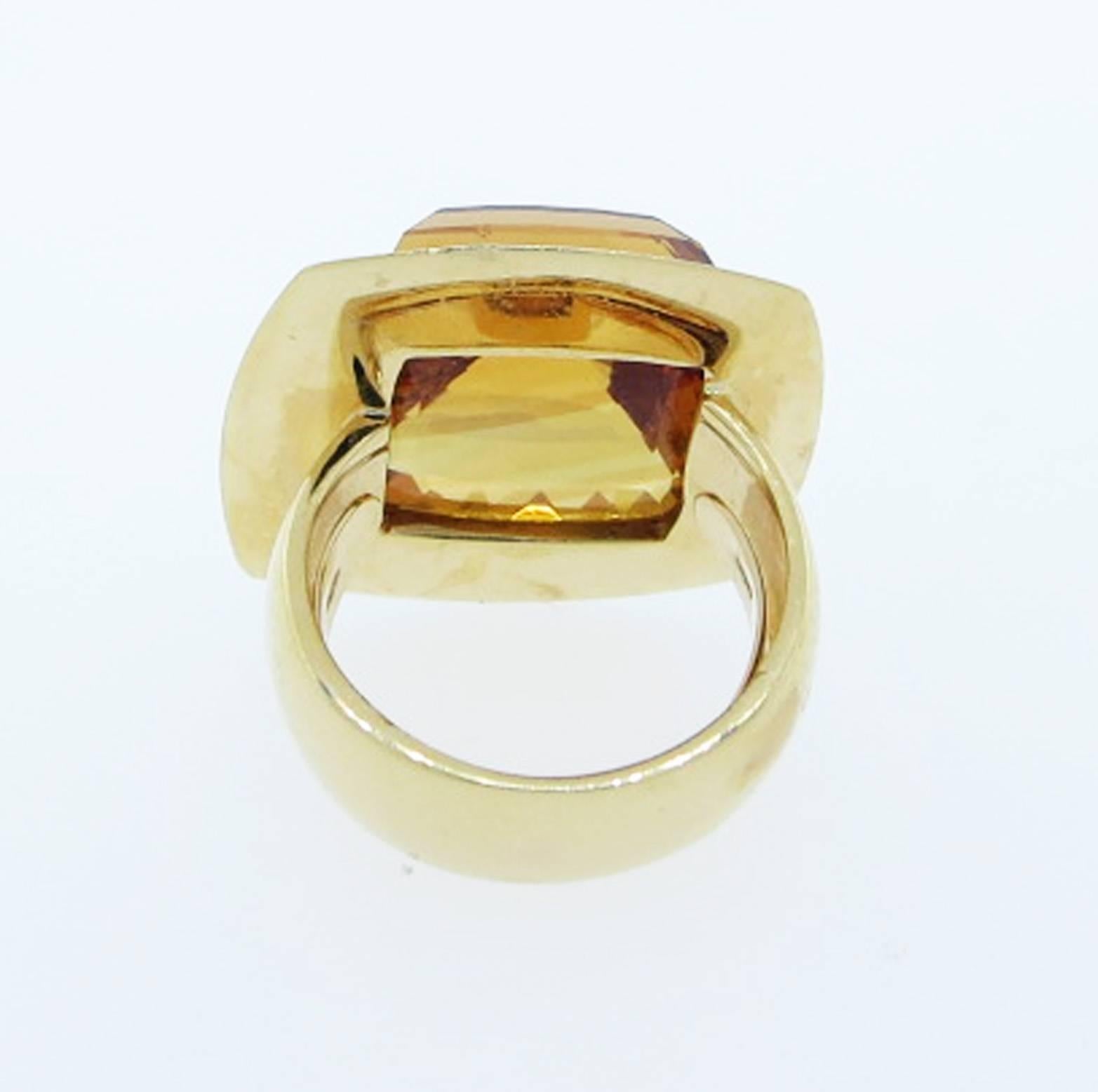 VALENTE of Italy Contemporary Pyramid Shape Citrine Sapphire Diamond Ring In New Condition For Sale In Lambertville, NJ