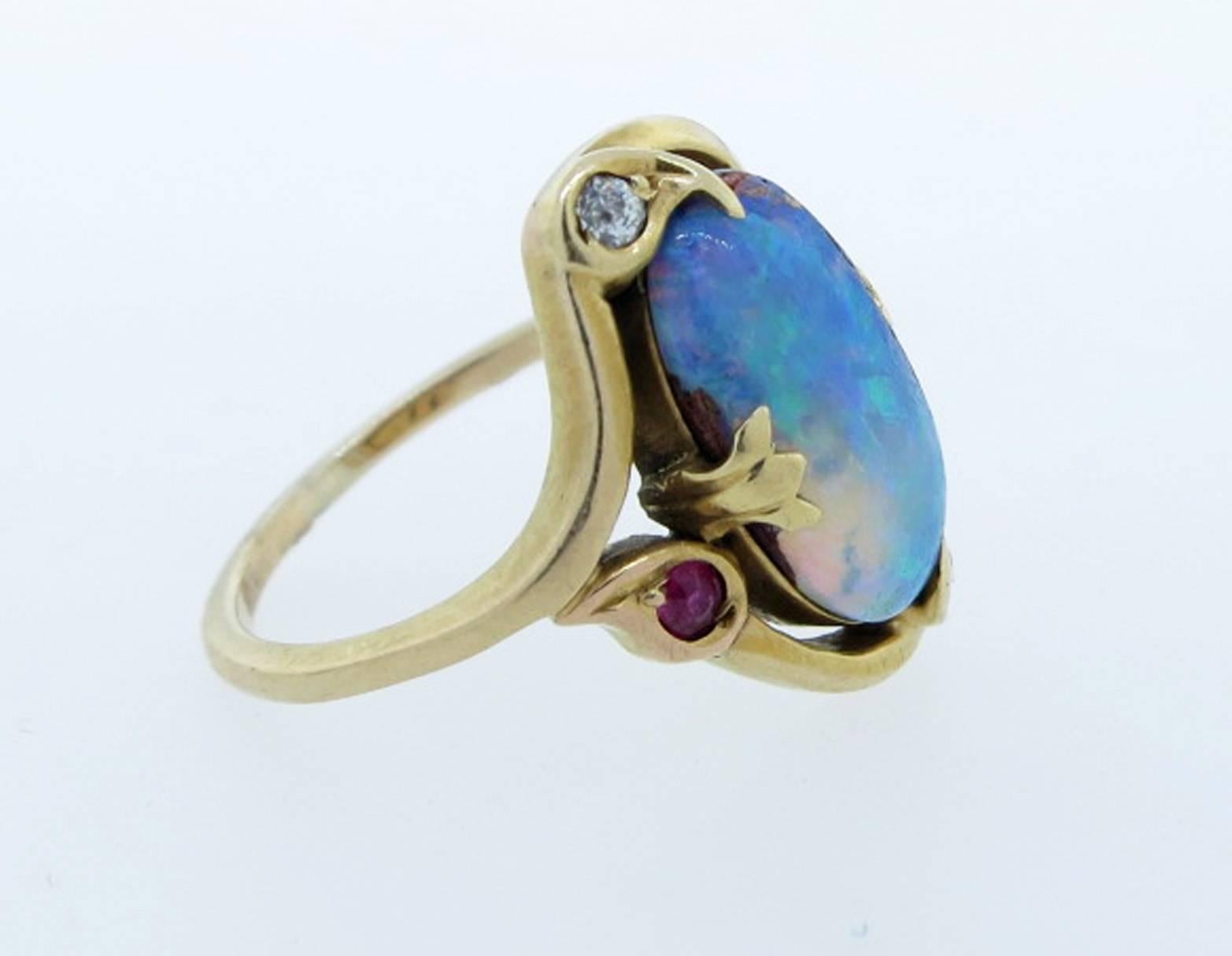 Arts and Crafts Antique Arts & Crafts Boulder Opal Ring