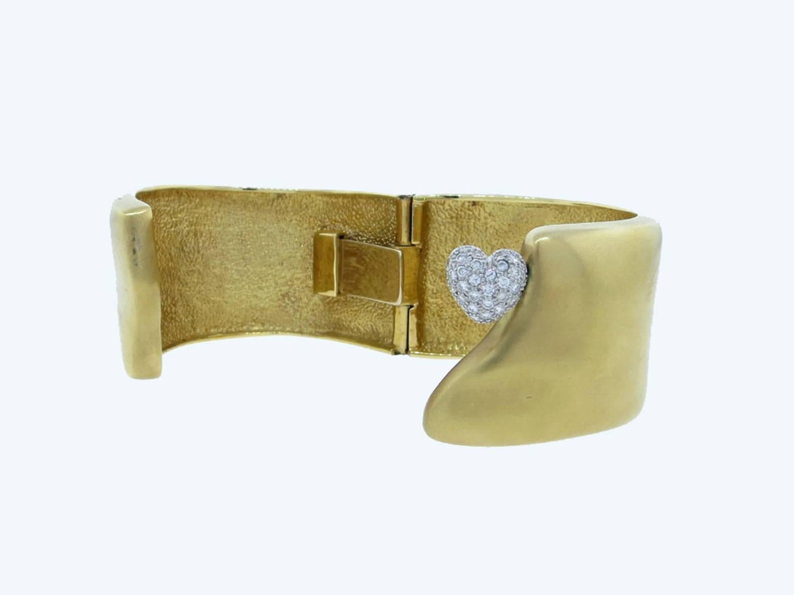 Women's Marlene Stowe Diamond Heart Cuff Bracelet For Sale