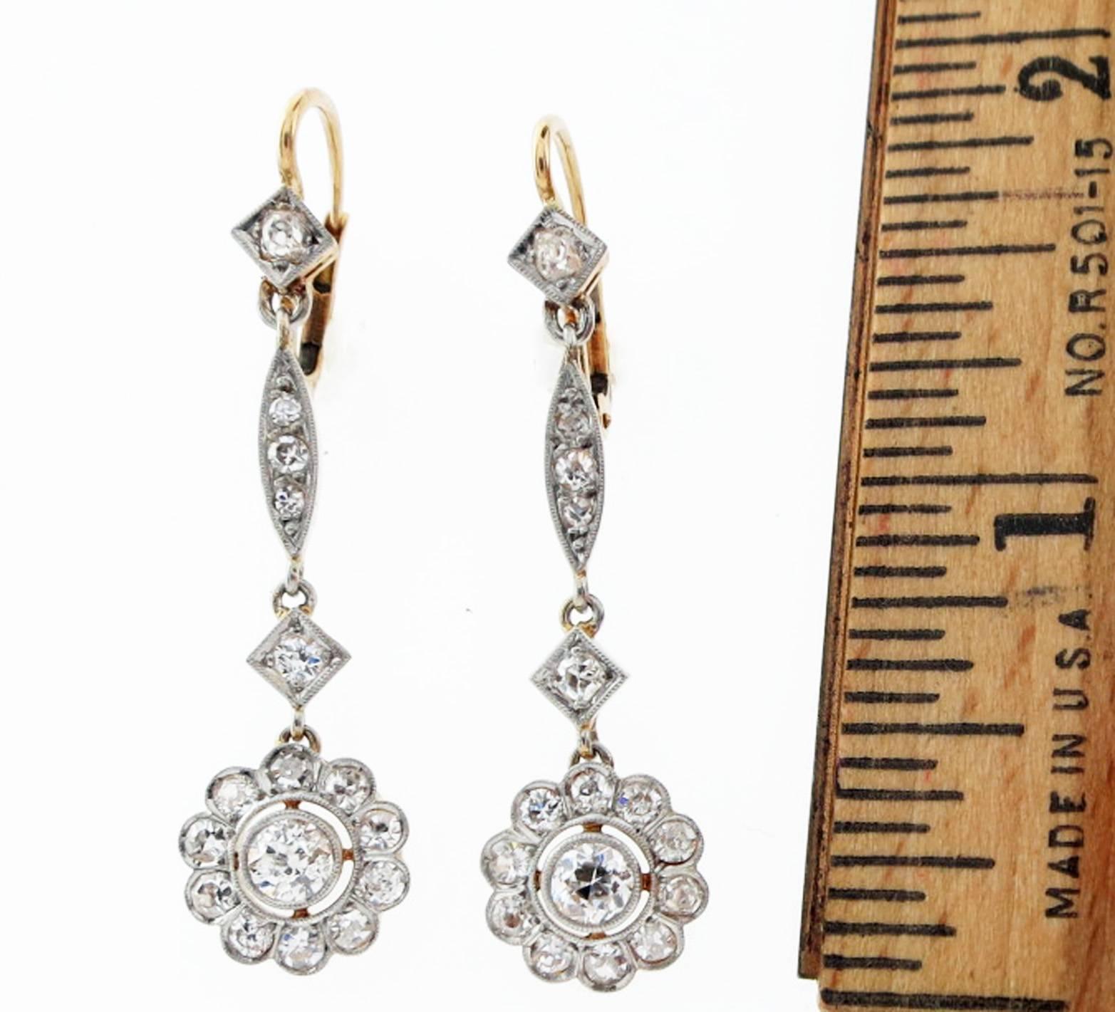 Women's Antique Edwardian Diamond Drop Earrings