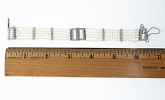 Pretty Platinum Pearl and Diamond Bracelet Circa 1950