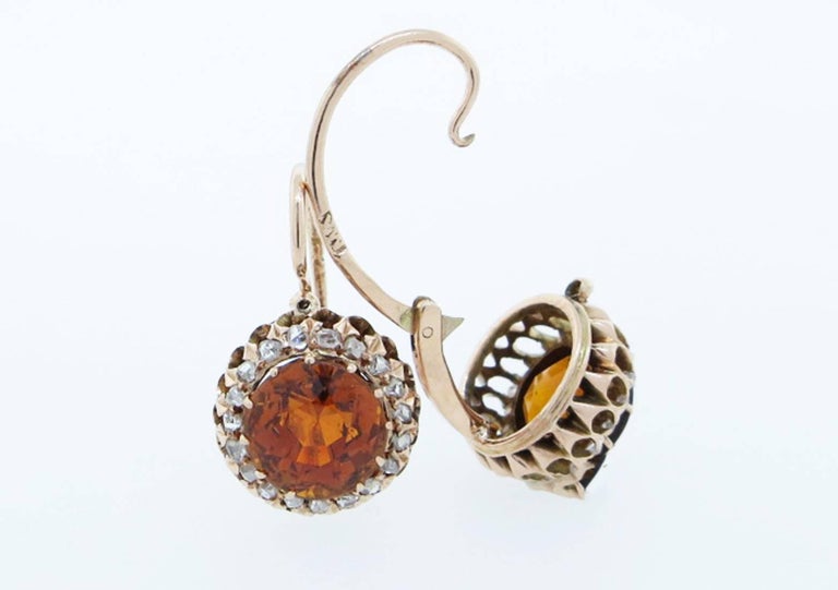 Antique Russian Citrine And Rose Cut Diamond Earrings At 1stdibs Antique Russian Citrine And Rose Cut Diamond Earrings For 1