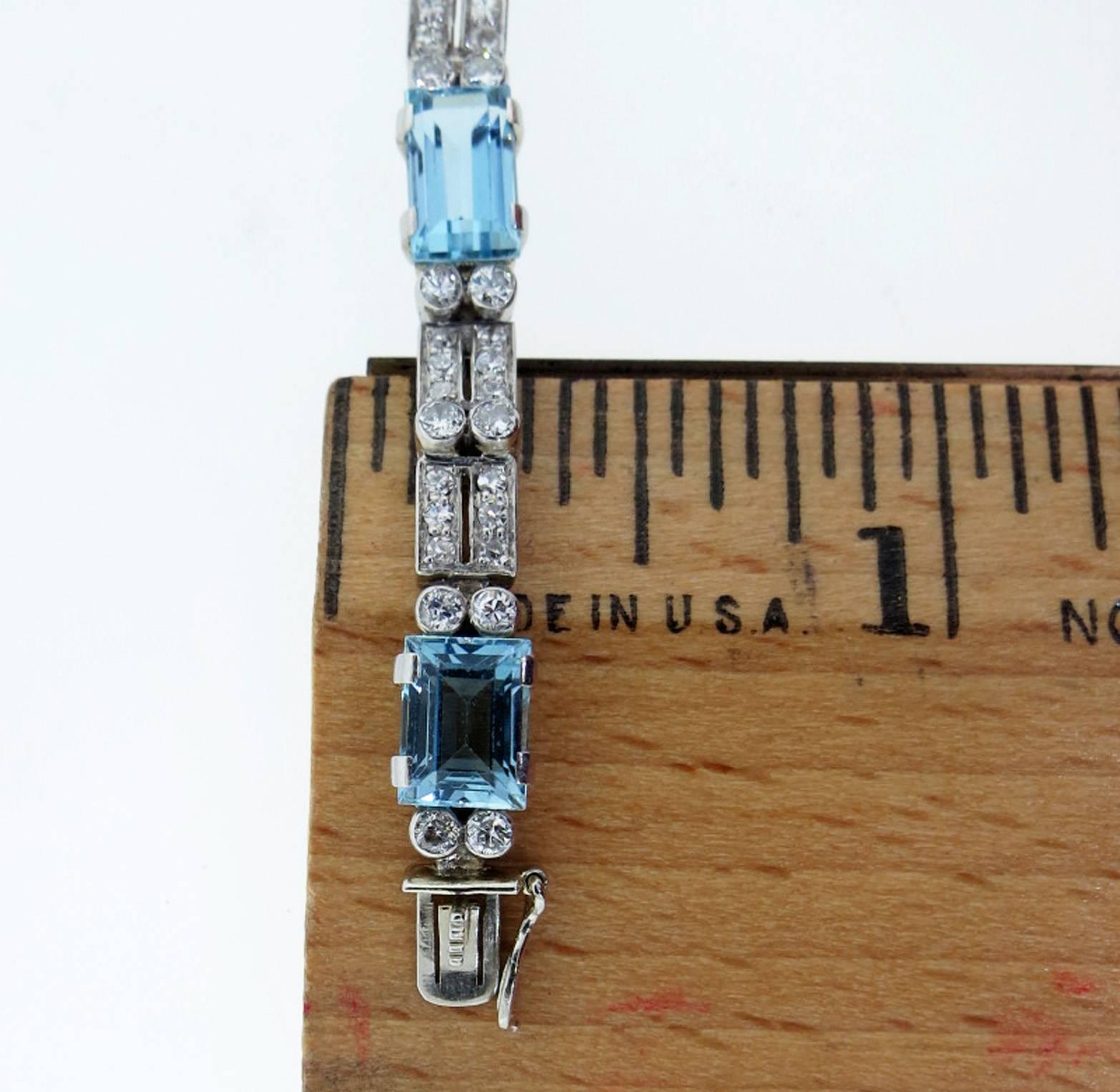 Women's  Aquamarine Diamond Link Bracelet For Sale