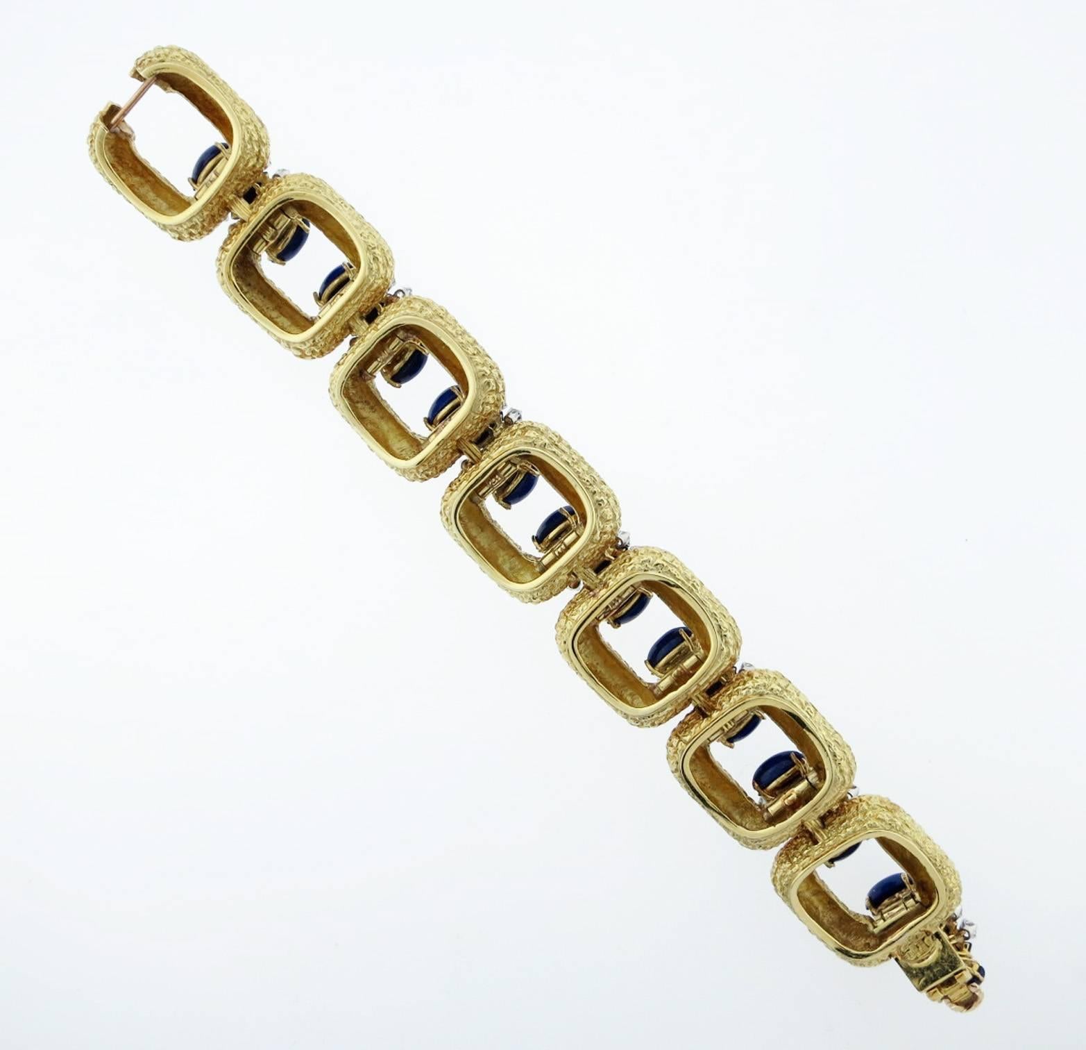 Striking La Triomphe Lapis Lazuli Diamond Gold Bracelet 1