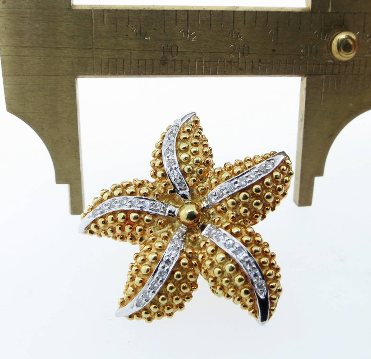 Women's Fine Diamond Starfish Earrings For Sale