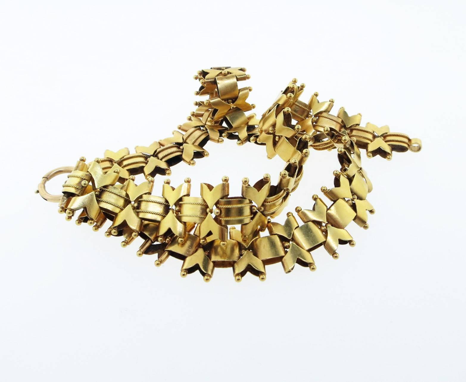 Antique Victorian 14 Karat Gold Necklace For Sale 1