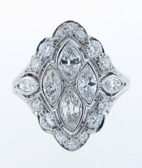 Unique Art Deco Diamond platinum Cocktail Ring