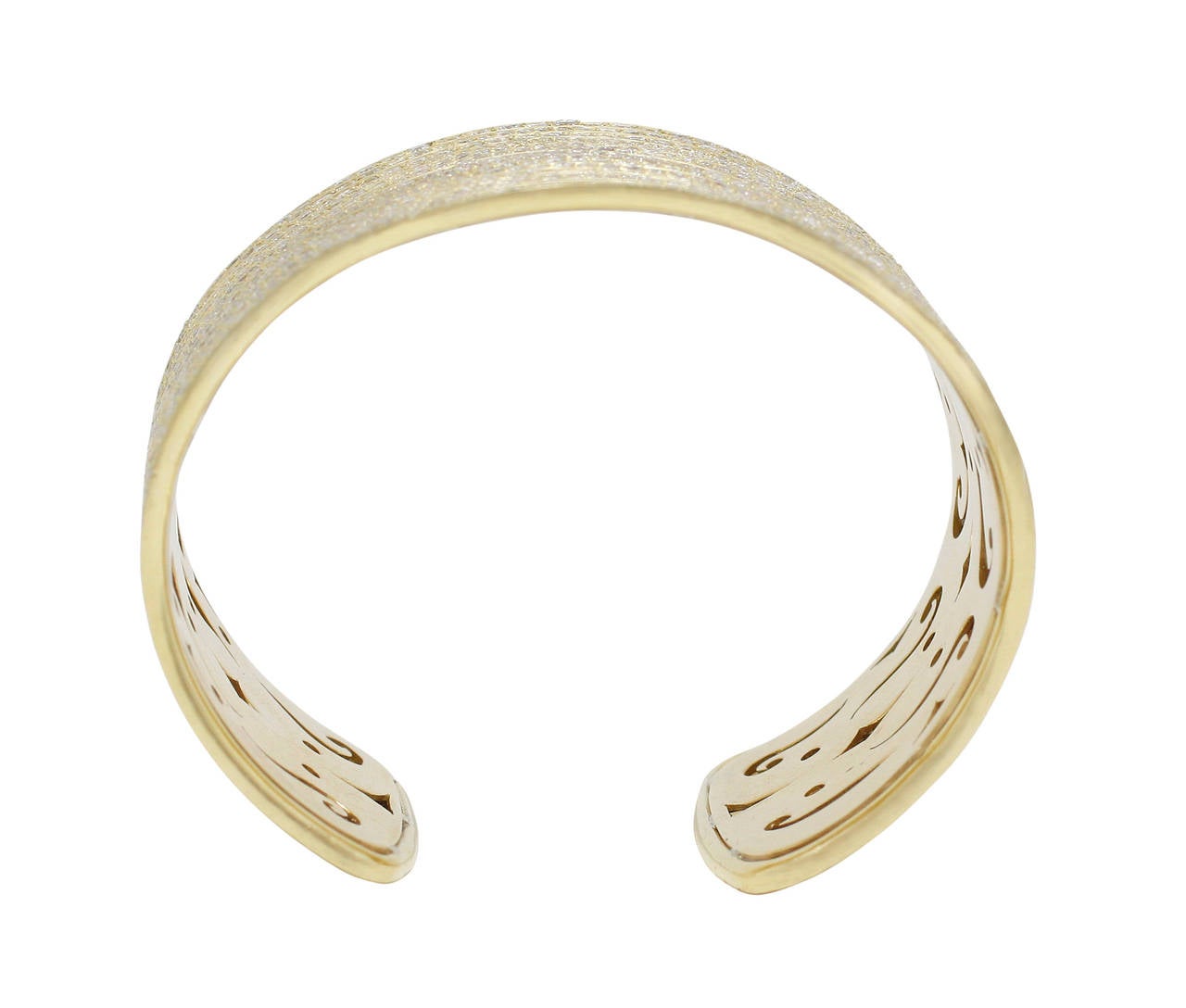 Women's Dazzling Diamond Yellow Gold Cuff Bracelet For Sale