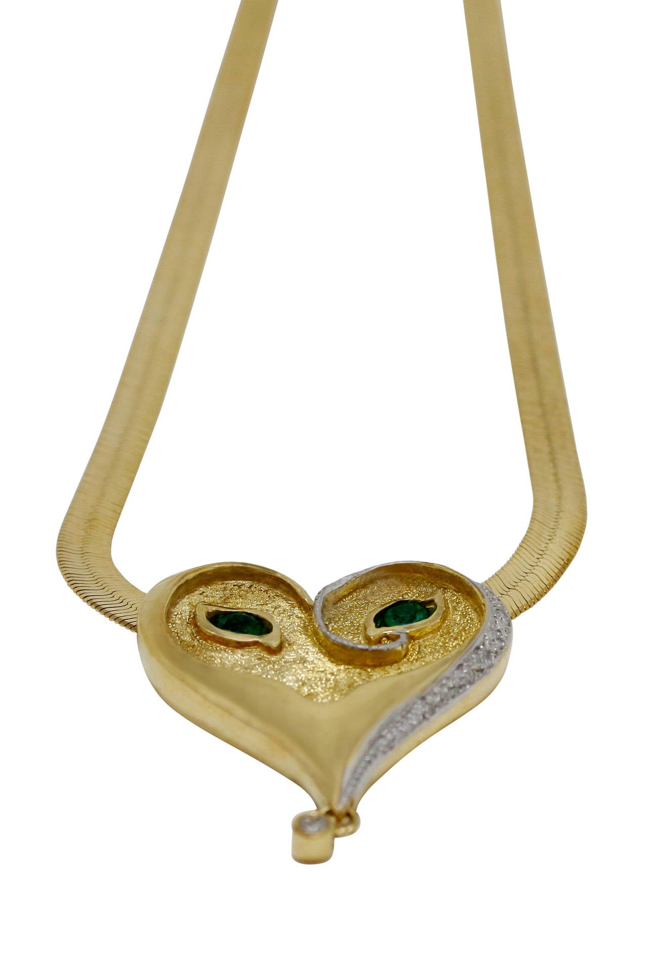 Art Deco Ertre'  signed and numbered Emerald Eyes Mask Pendant For Sale