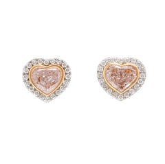 Burdeen's Magnificent Pink Diamond Platinum Diamond Halo Heart Earrings