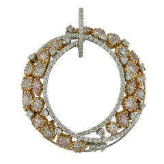 Elegant White and Rose Gold Open Circle Diamond Pendant Necklace
