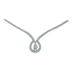 Sophisticated Diamond Gold Tennis Oval Drop Necklace