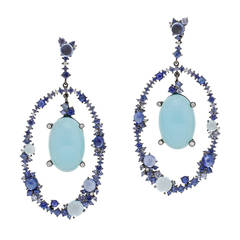 Breathtaking Aquamarine Diamond Blue Sapphire White Gold Dangle Earrings Breathtaking Aquamarine Diamond Blue Sapphire White Gold Dangle Earrings