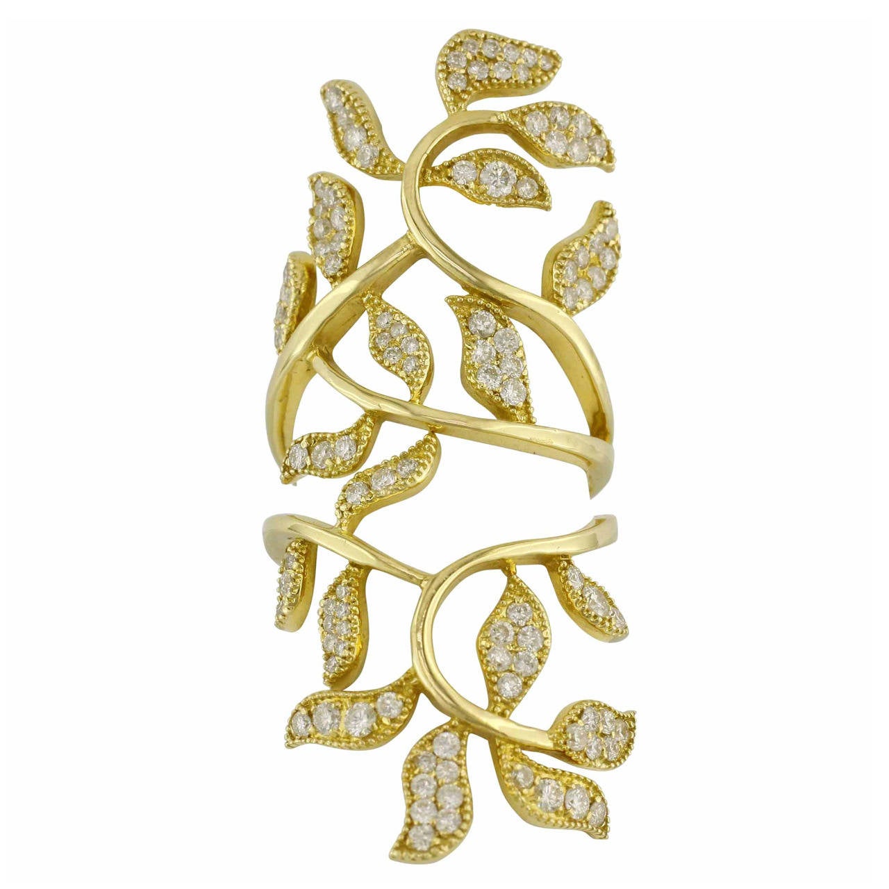 Burdeen's Beautiful Diamond Gold Hinged Leafy Vine Design Ring For Sale ...