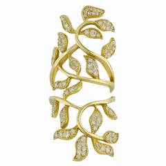 Burdeen's Beautiful Diamond Gold Hinged Leafy Vine Design Ring
