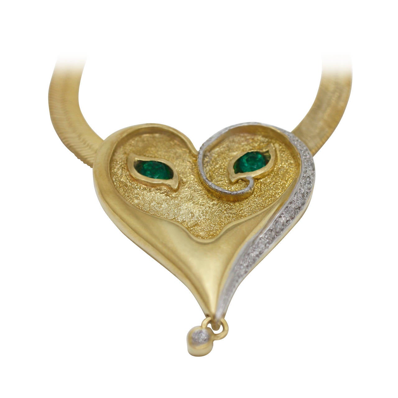 Ertre'  signed and numbered Emerald Eyes Mask Pendant For Sale