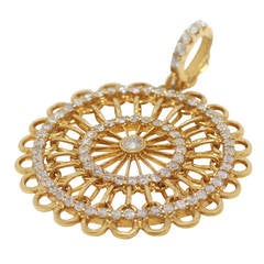 Burdeen's Diamond Gold Round Spindle Pendant