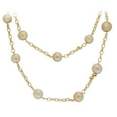 Burdeen's Brilliant Golden Sea Pearl Yellow Gold Station 38 Inch Necklace
