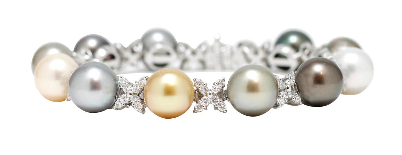 Gregg Ruth Magnificent Multi-Color South Sea and Diamond Pearl Bracelet ...