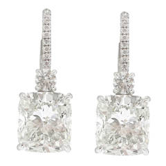 Burdeen's Phenomenal Cushion Diamond Platinum Hanging Earrings