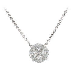Burdeen's Beautiful Marquis Diamond Gold Cluster Pendant Drop Necklace