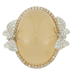 Burdeen's Spectacular Moonstone Pave Diamond Gold Butterfly Ring