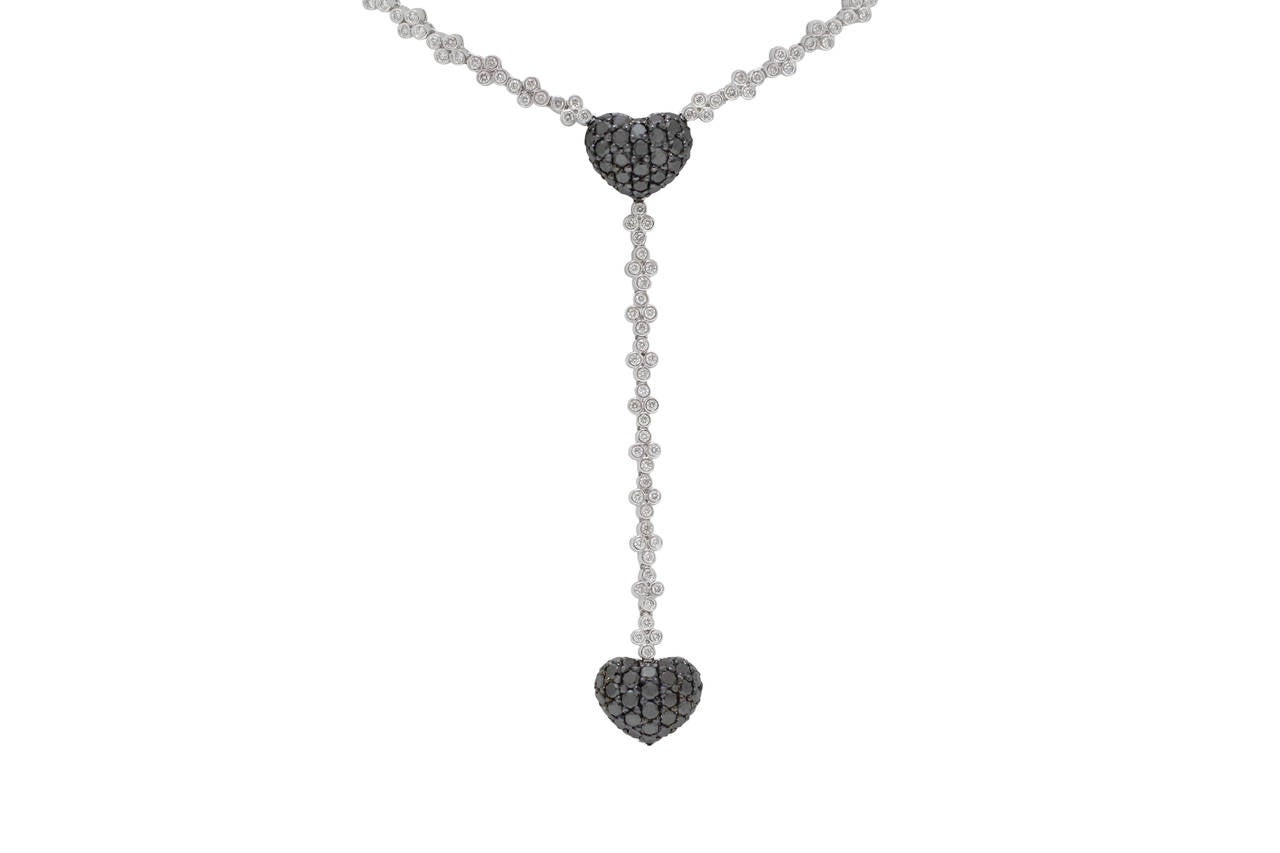 Burdeen's Exceptional Black and White Heart Y Necklace