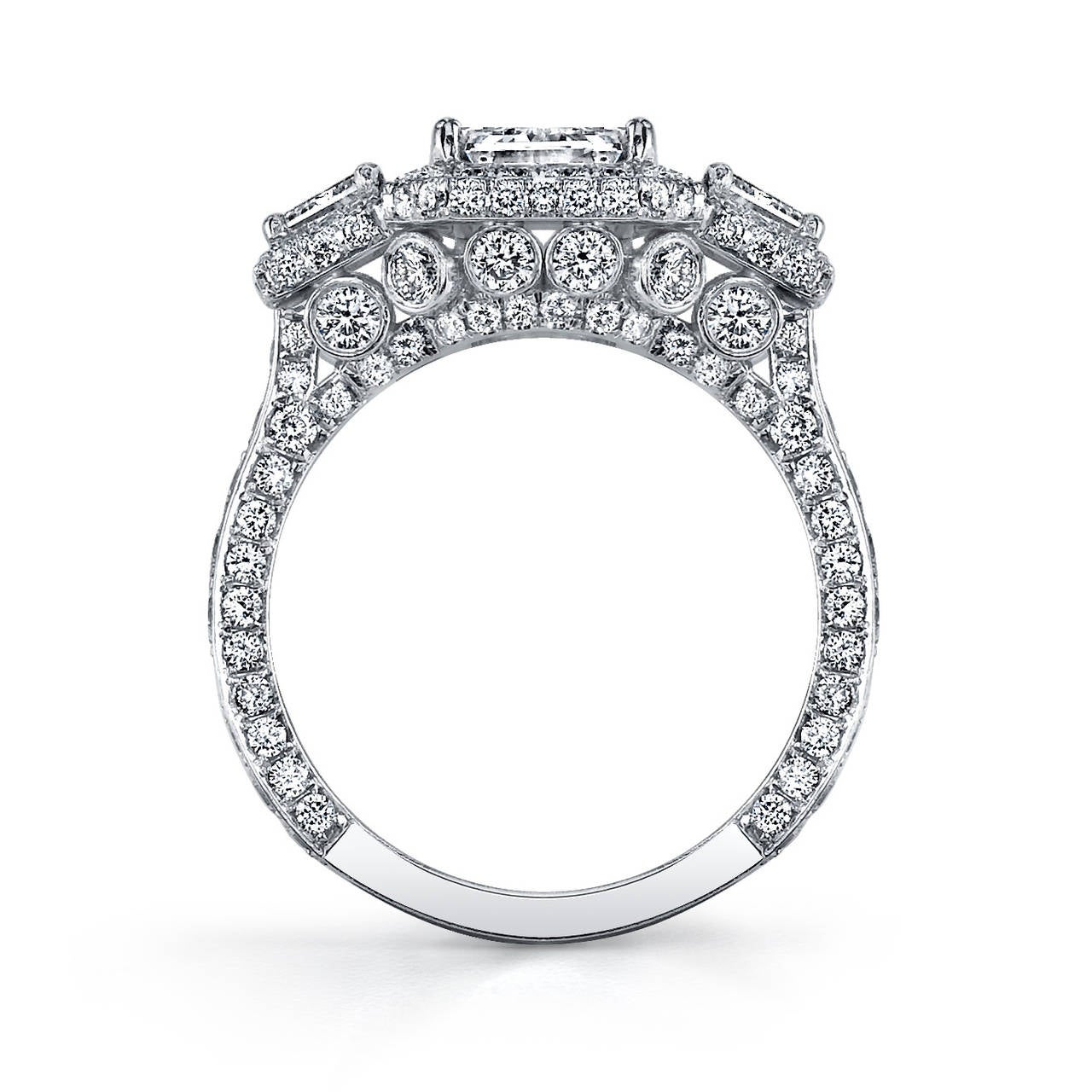 Burdeen's Glorious Three Stone Emerald Diamond Platinum Engagement Ring ...
