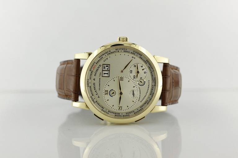 A. Lange & Sohne Yellow Gold Lange 1 Timezone Wristwatch