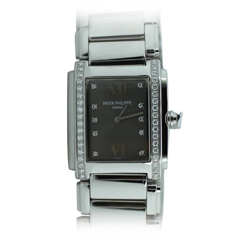 Patek Philippe Lady's Stainless Steel and Diamond Twenty-4 Watch Ref 4910/10A For Sale