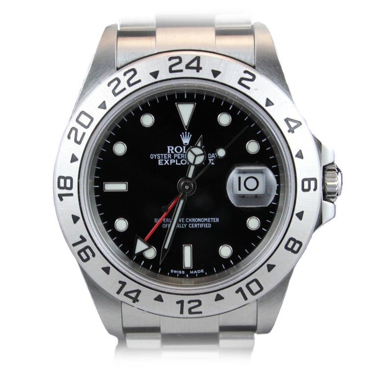 Rolex Stainless Steel Explorer II Wristwatch Ref 16570 circa 2003 For Sale