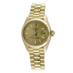 Rolex Lady's Yellow Gold Datejust Wristwatch Ref 6917 circa 1990s